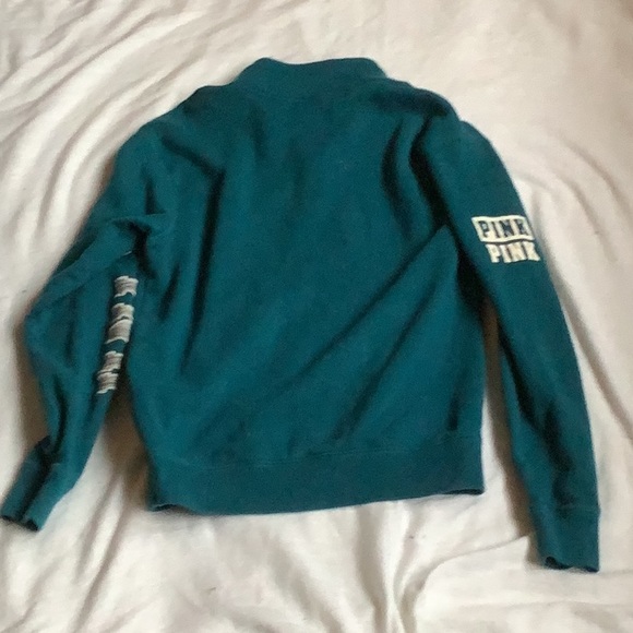 PINK 1/4 Zip Women’s Sweatshirt Size XSmall raised sewn letters on one sleeve - Picture 7 of 7